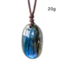 Natural Labradorite Pendant Necklace Healing Polished Moonstone Charm Stress And Anxiety Therapy Palm Stone Crystal Necklace