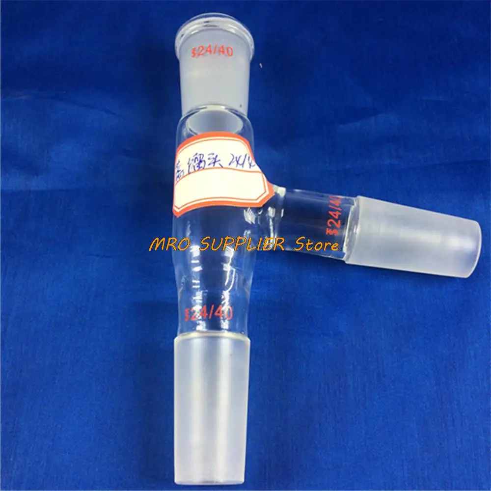 24/40 Glass Distillation Head ,Three Way Glass Adapter,75  Degree Bent Lab Glass 65mm Chemistry Labware