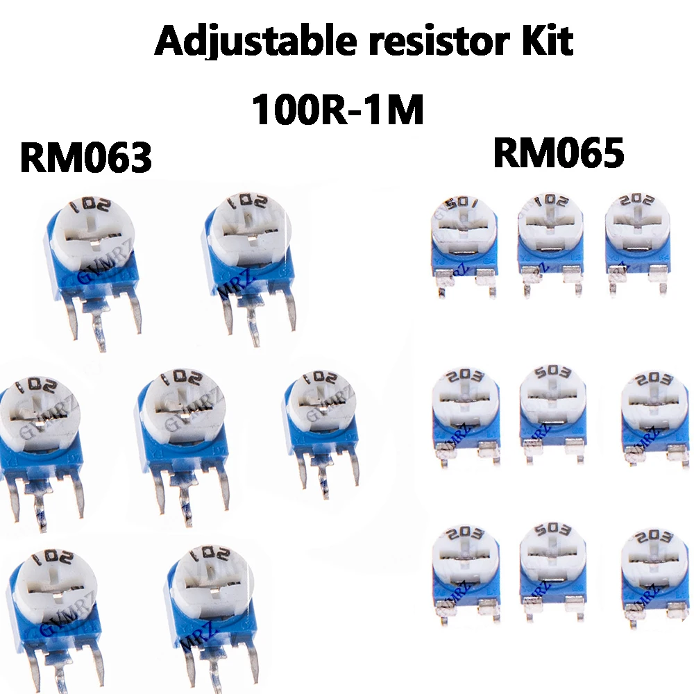 500PCS/20PCS/50PCS ,20K,200K RM063 RM065 Adjustable resistor Kit 100R Variable Resistors for Arduino, DIY Electronics 200R, 500R