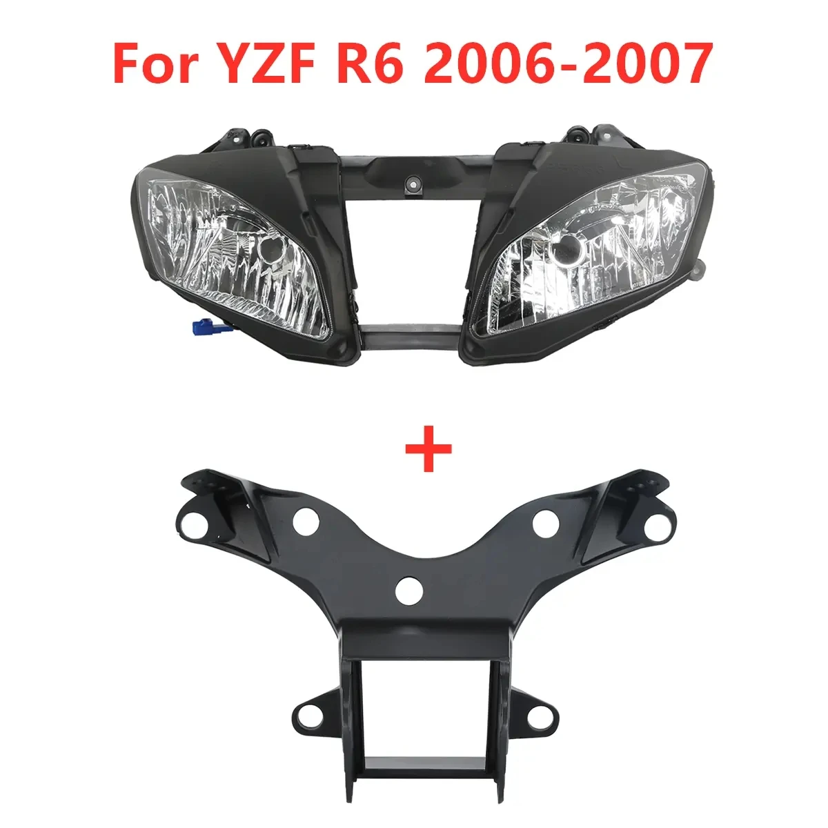 

Front Headlight Light Lamp Assembly+Upper Fairing Stay Bracket For Yamaha YZF-R6 YZFR6 2006-2007 Motorcycle