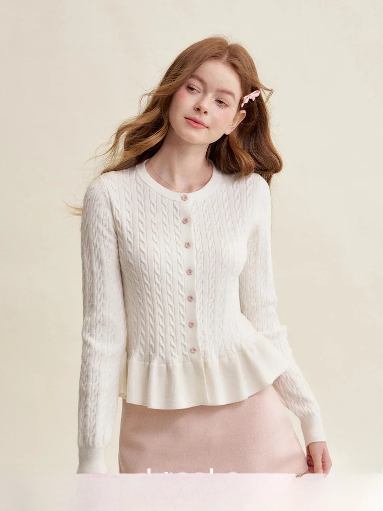 

Romantic Ballet Earlet Lace Knot Embroidered Knitted Open Cardigan Early Spring Top Women's Faion Spring Cardigan