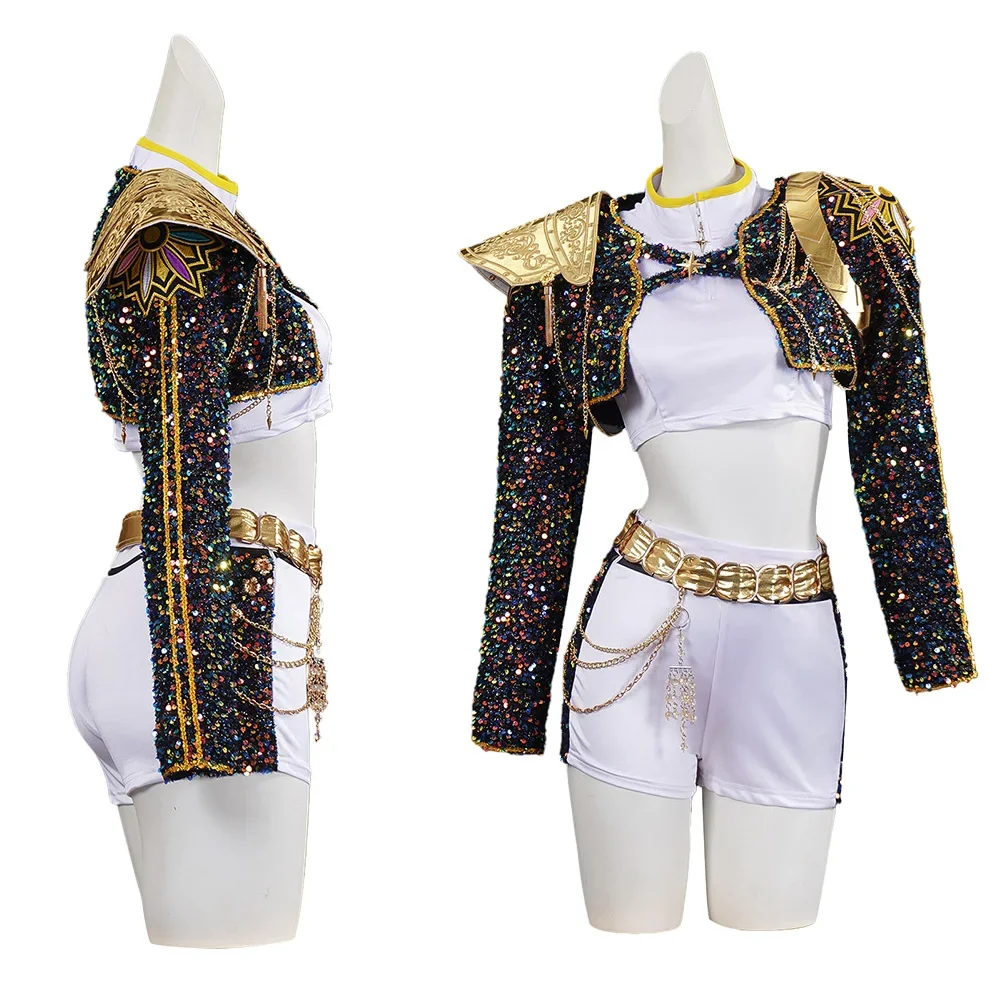 Kid Girls Rumi K Pop Demon Hunter Cosplay Kids Black Gloden Costume Chid Disguise Performance Roleplay Uniform Halloween