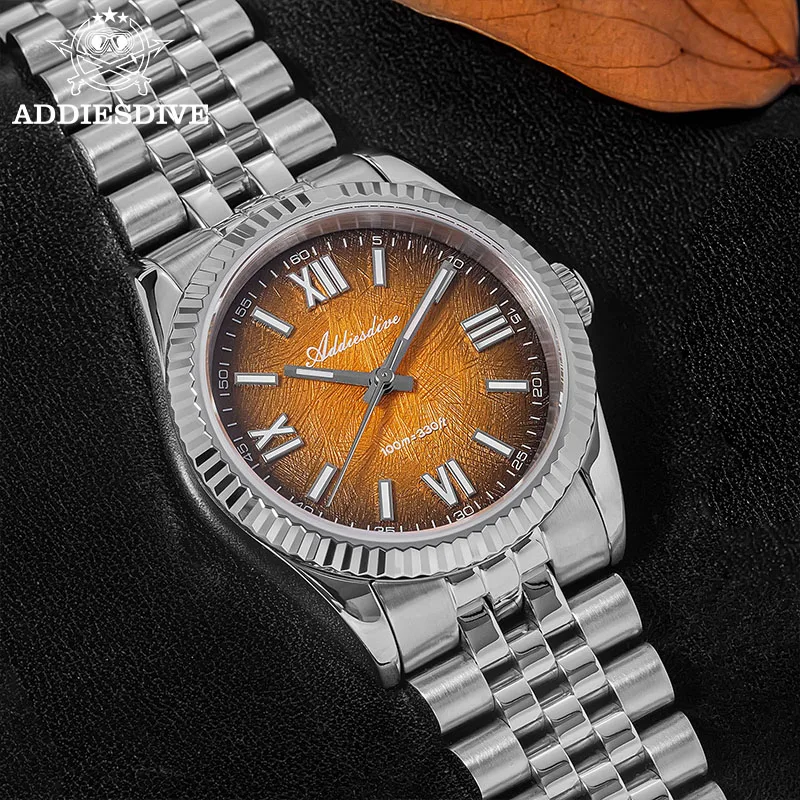 ADDIESDIVE Orologi da uomo Cristallo di zaffiro 36mm Orologio al quarzo 100m Impermeabile Super luminoso Orologio da polso di lusso in acciaio inossidabile 316L