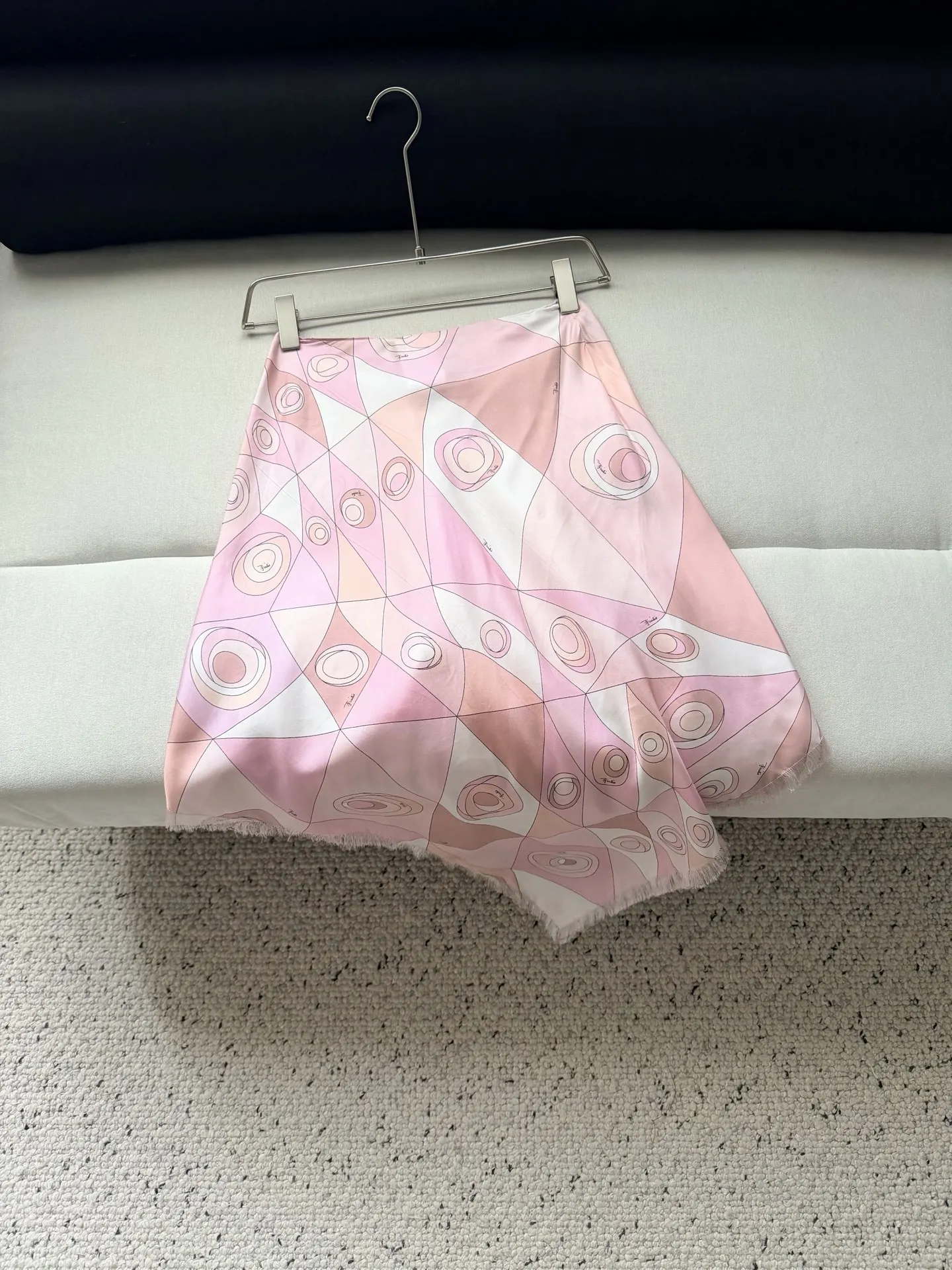 Women's Pink Geometric-Print Asymmetrical Skirt