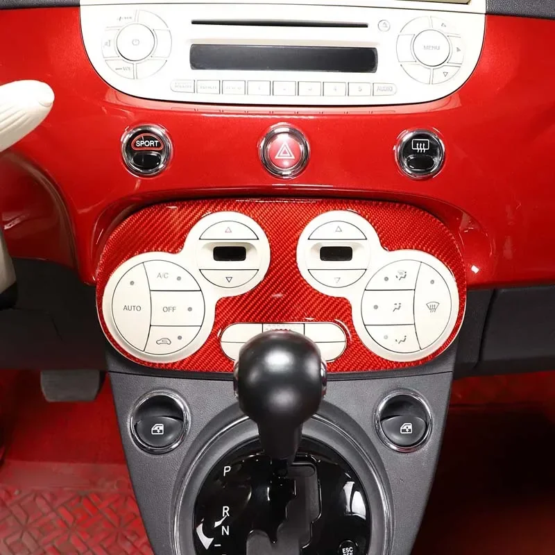 

For 2011-2019 Fiat 500 Soft Carbon Fiber car Styling Car Air Conditioning Switch Panel Frame Sticker Car Interior Accessories