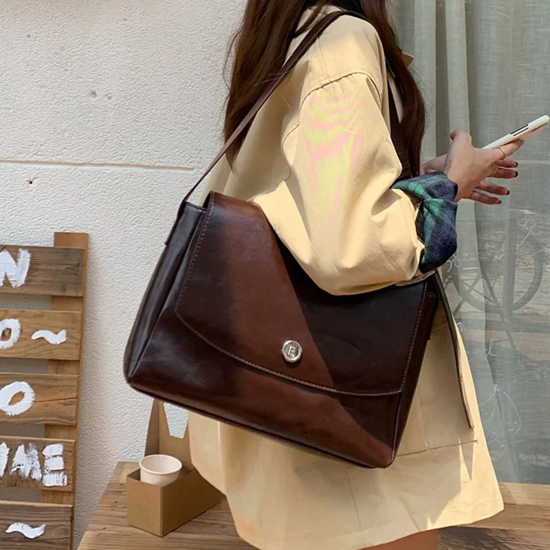 Women New Niche Design Vintage Briefcase Lady High Quality Large Capacity Messenger Bag Female Simplicity Commuter Shoulder Bags