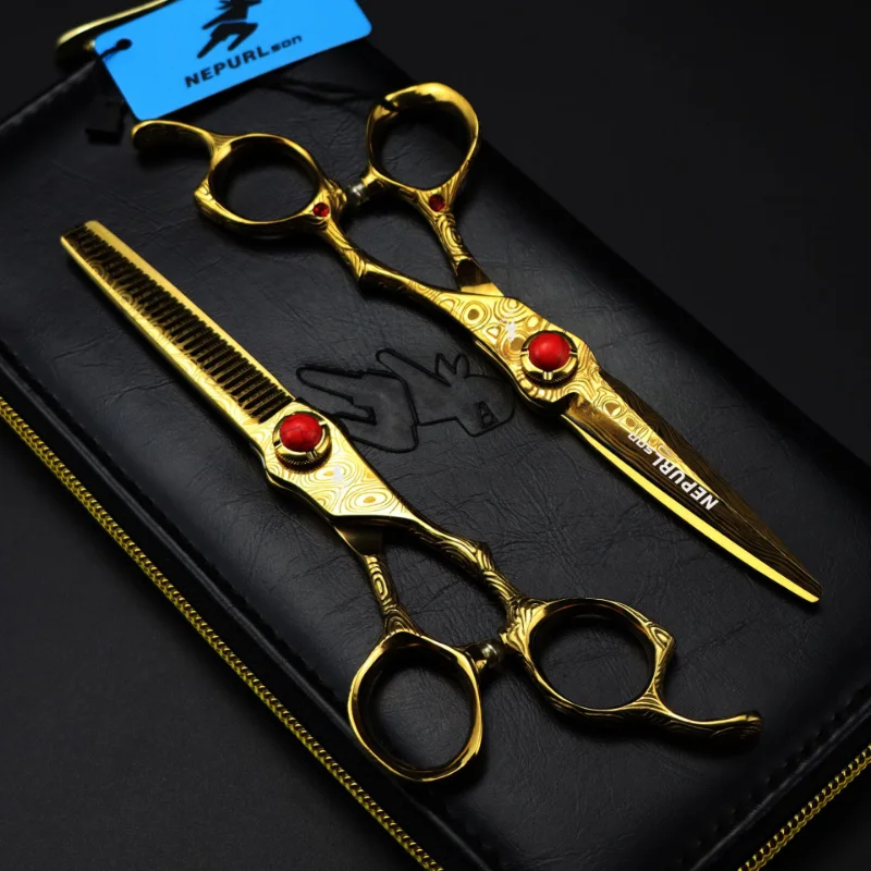

Nepurlson Damascus Sharp Blade Barber Hair Scissors 6 Inch Salon Hair Cutting Shears Hair Professional Hairdressing Scissors