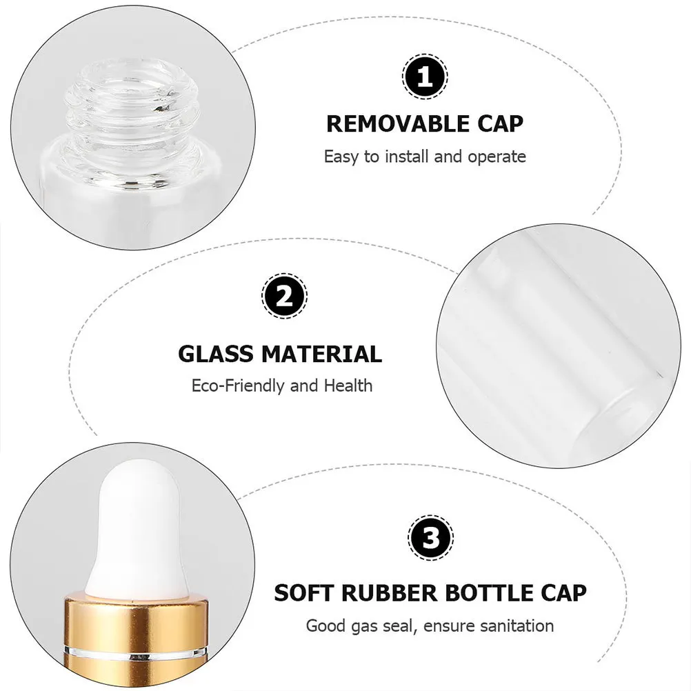

50Pcs Essential Oil Bottles 3ml Clear Glass Dropper Bottles Portable Travel Mini Liquid Storage Containers Essential Oil Bottle