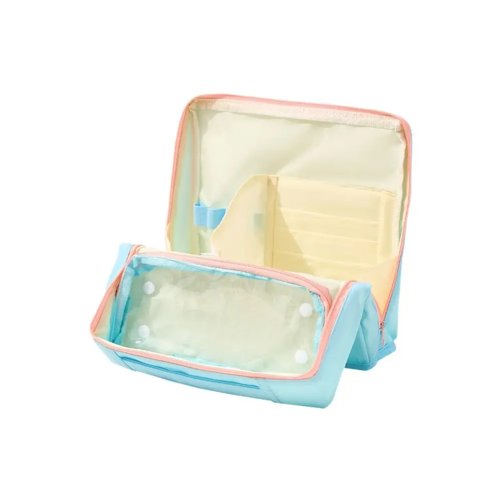 Borsa per trucco verticale di grande capacità Borsa portaoggetti per la cura della pelle standabile multiscomparto portatile divisoria