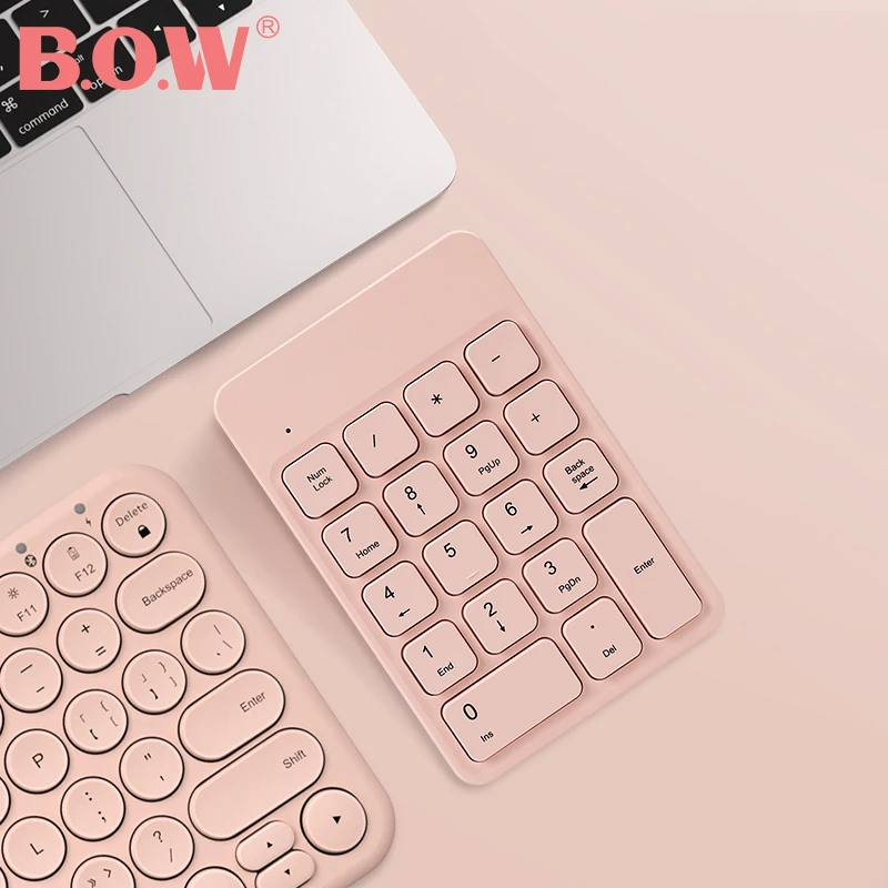 B.O. W Slim Mini Number Pad Portable, 18 Keys Bluetooth Wireless USB Numeric Keypad Keyboard for Laptop Office