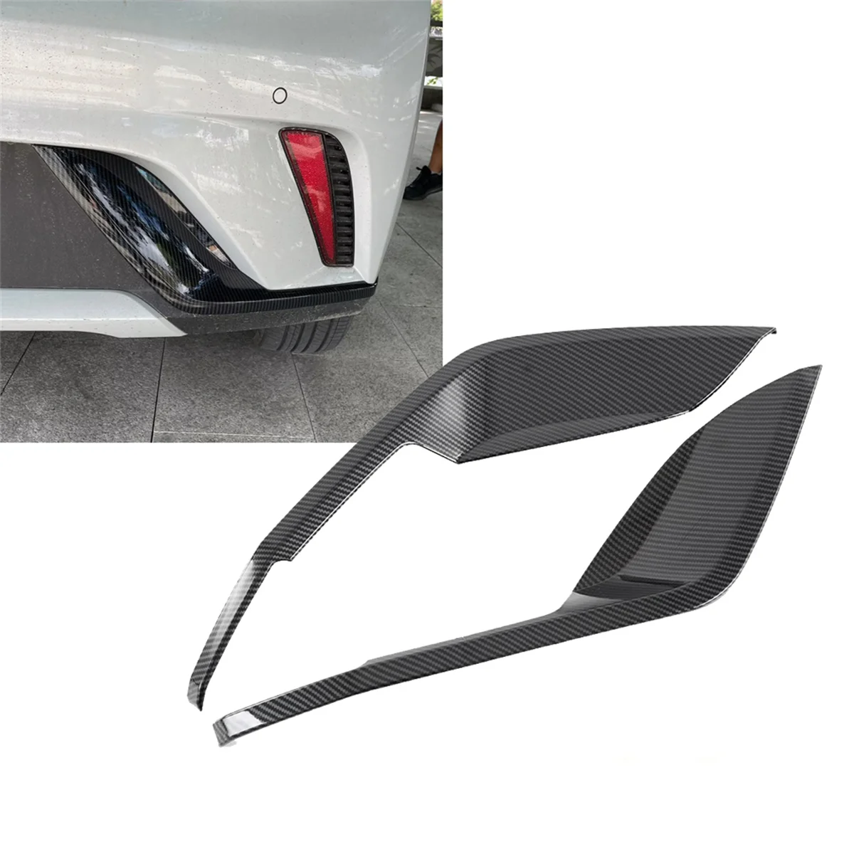 Carbon Fiber Color Car Rear Bumper Side Splitter Spoiler Decor Cover Trim for Dolphin