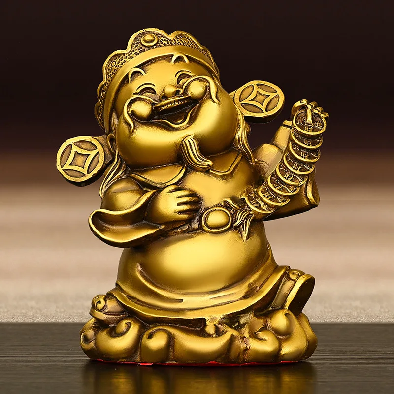 Copper Five-Way God of Wealth Home Office Desktop Decoration Treasure Bowl God of Wealth Text