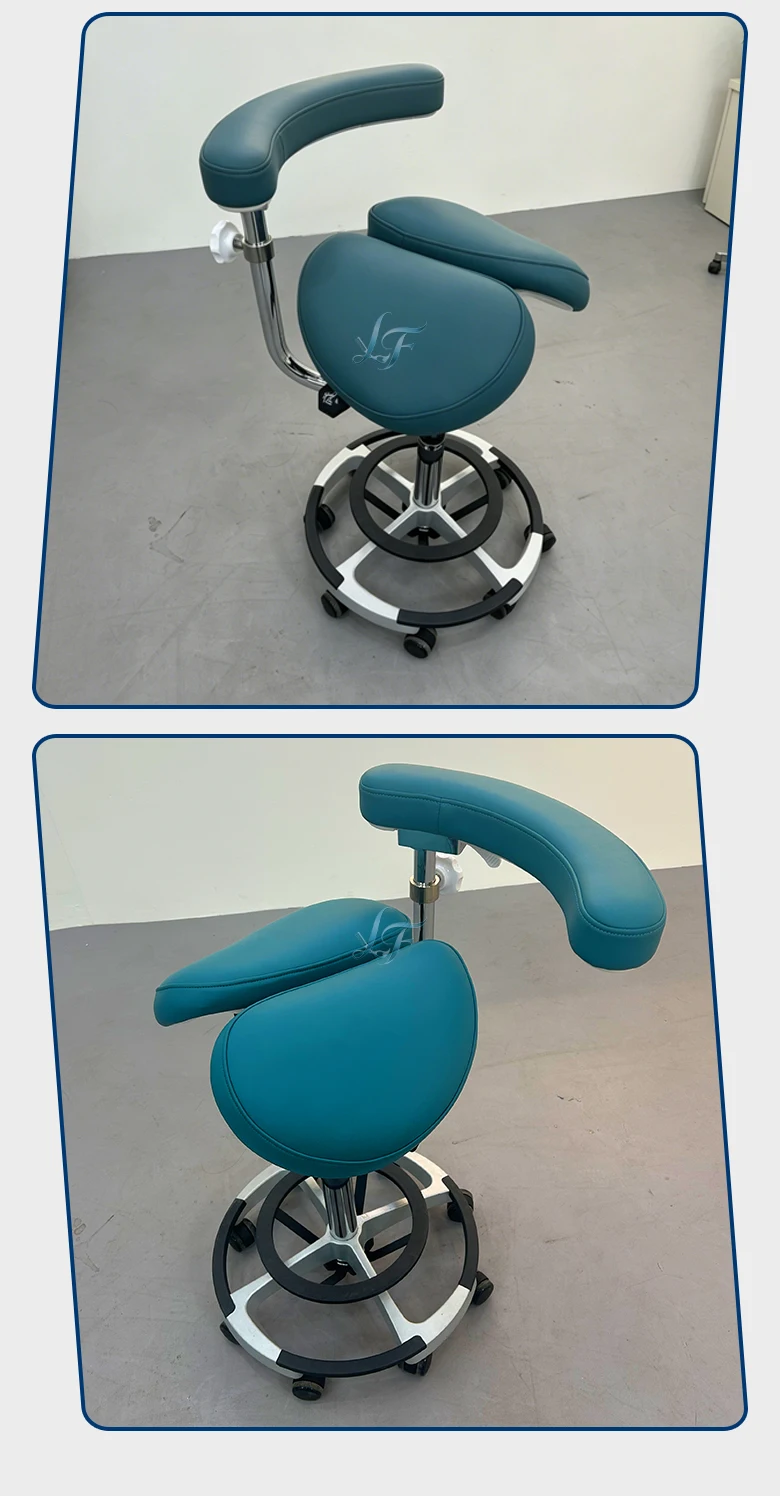 PU-Sattel-Fußpedal, ergonomischer, geräuscharmer Drehstuhl für Zahnärzte, Friseure, Tätowierer, Ärzte, höhenverstellbarer, drehbarer, verstellbarer Kosmetikstuhl – Detail 10