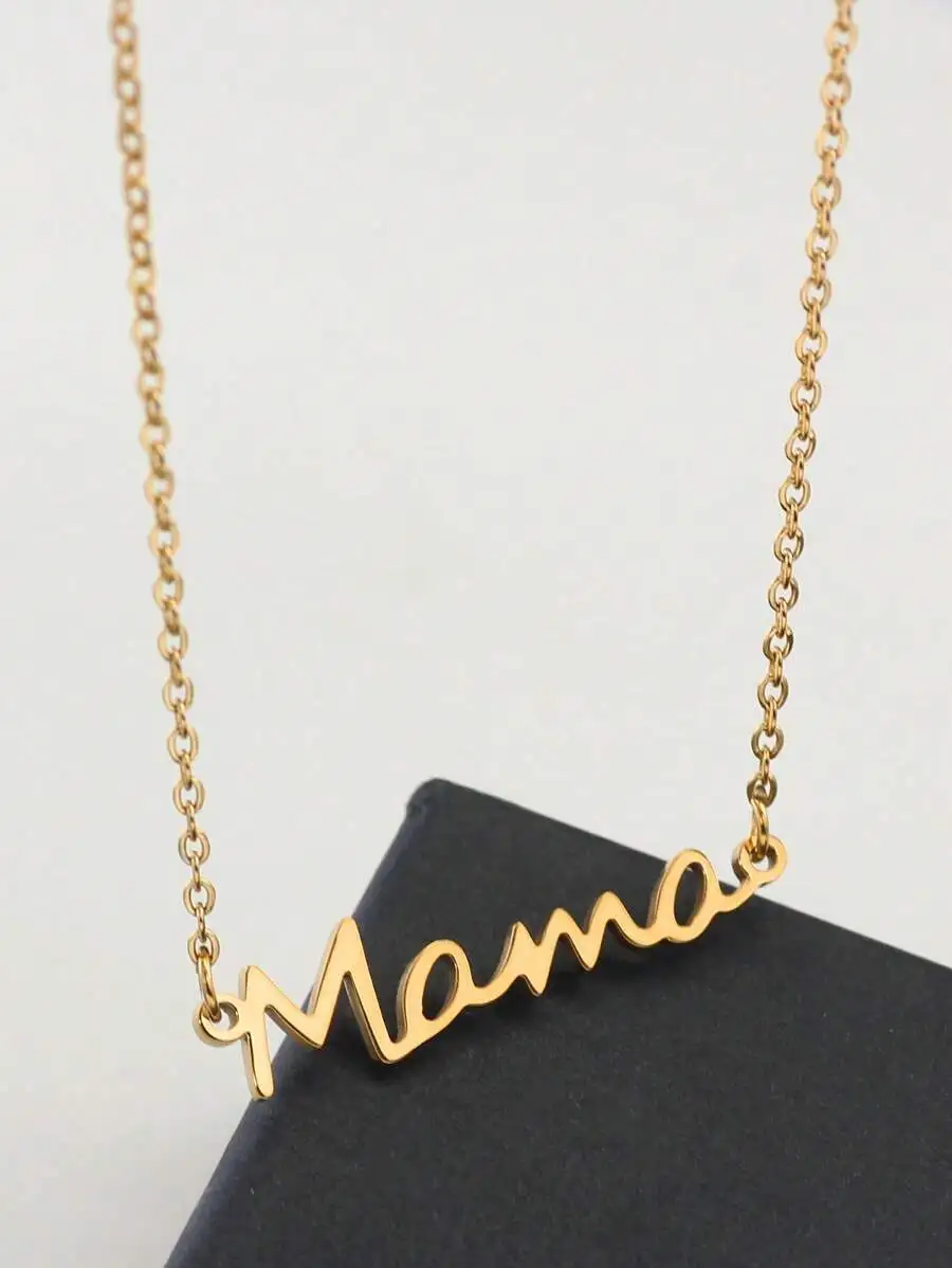 

Stainless Steel MAMA Script Pendant Necklace For Women Personalized Gift