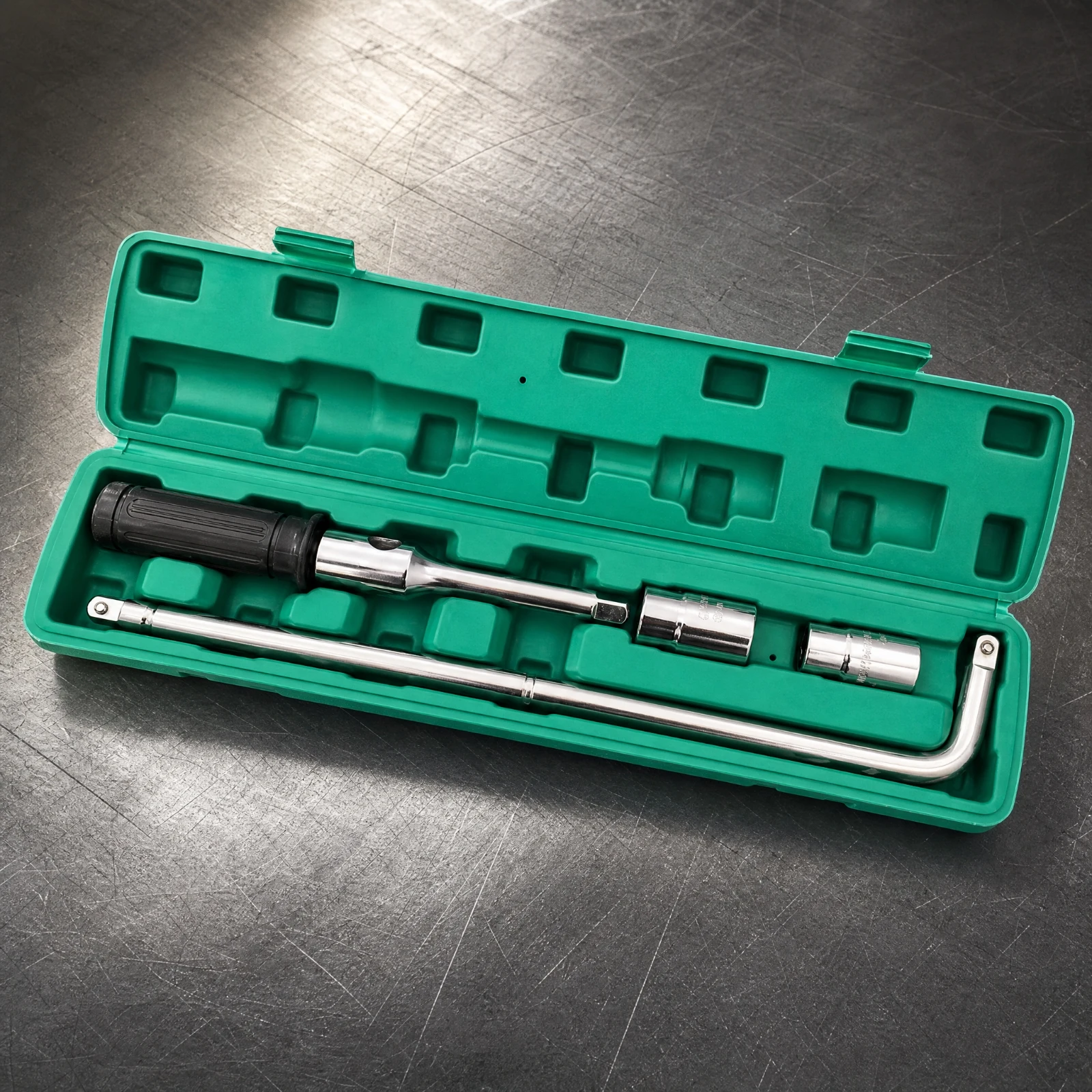Wheel Lug Wrench with Socket Attachments Rust-Resistant Bent-Handle Lug Wrench with Storage Case Tool Ergonomic Portable