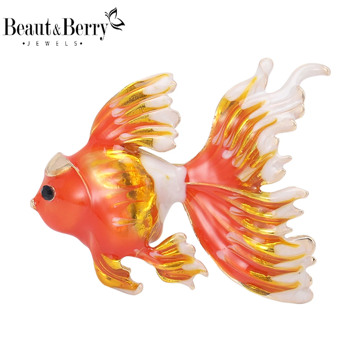 Beaut&Berry Classic Enamel Goldfish Brooches for Women Animal Pins Friends Party Gifts Jewellery Accessorie