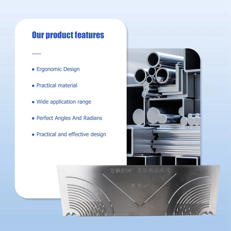 ABBO-Precision Flex Angle & Arc Marking Tool, Adjustable Linear Arc Dual-Purpose Scriber, Square Steel Pipe Bend Tool