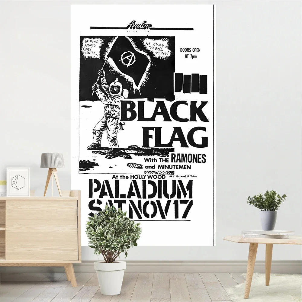 Black Flag Tapestry Band Banner Printing Room Wall Hanging Decoration