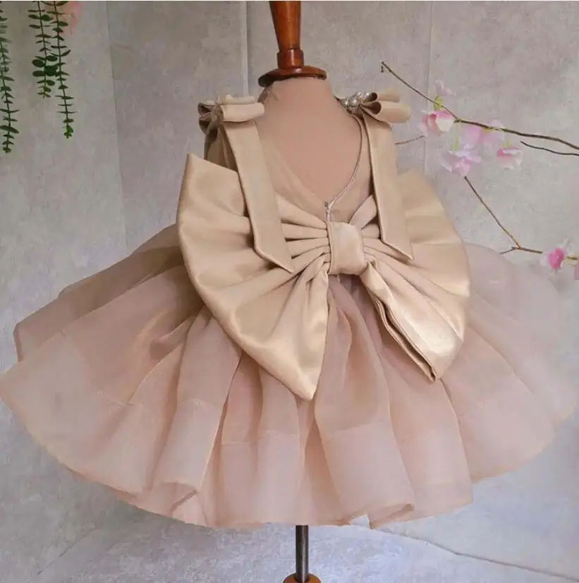 New Children's Elegant Evening Princess Ball Gown Girls Cute Big Bow Design Birthday Party Wedding Fluffy Dress g1299