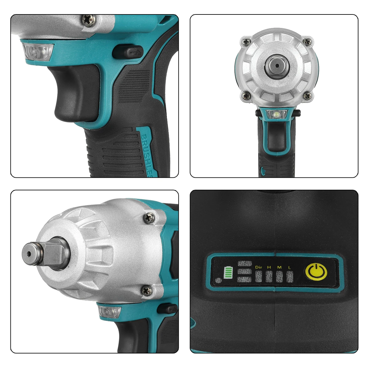 2000N.M High Torque Brushless Electric Impact Wrench Cordless 1/2\