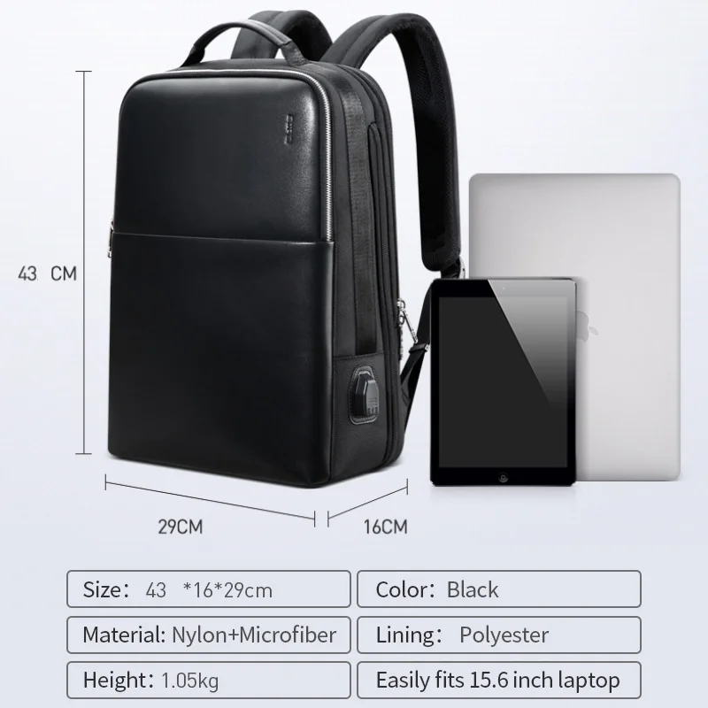 BOPAI 2022 Men Backpack 15.6 Inch Laptop Business Widen Backpack USB Charging Bag Trip Outdoor Male Wet Dry Separation Backpack