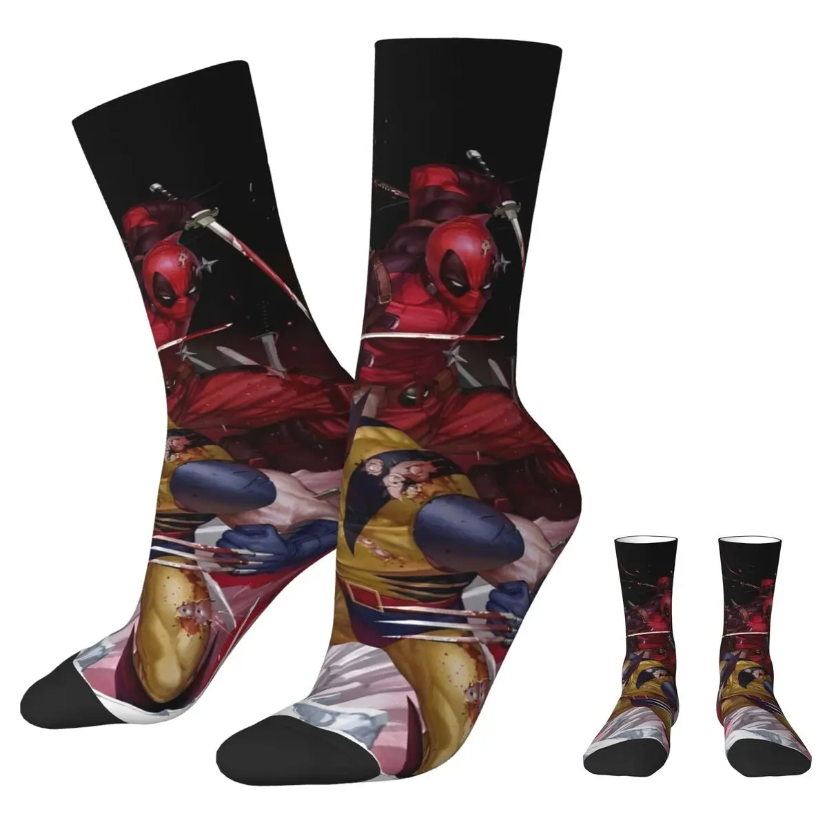 Deadpool & Wolverine Poster Sock Fashion Men's Socks Novelty Cartoon Anime Graphic Women's Spring Summer Autumn Winter