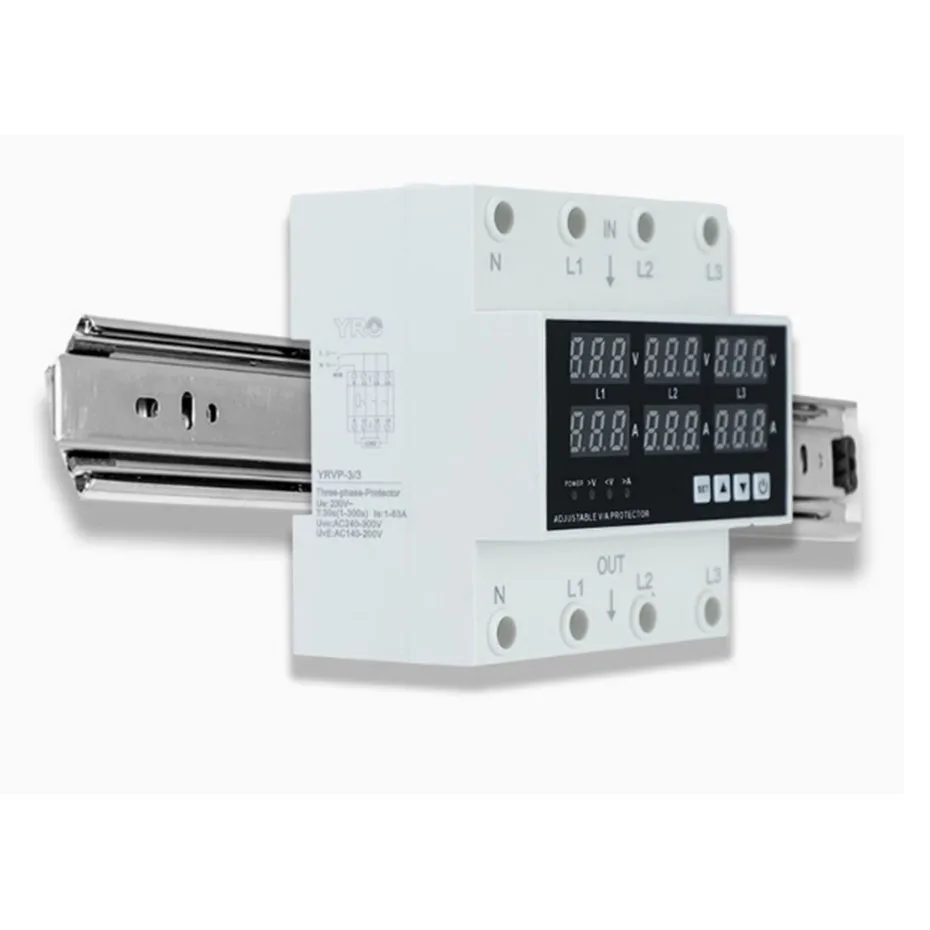 Protezione da sovratensione e sottotensione trifase 63A 100A reset automatico da sovratensione e sottotensione di corrente regolabile digitale