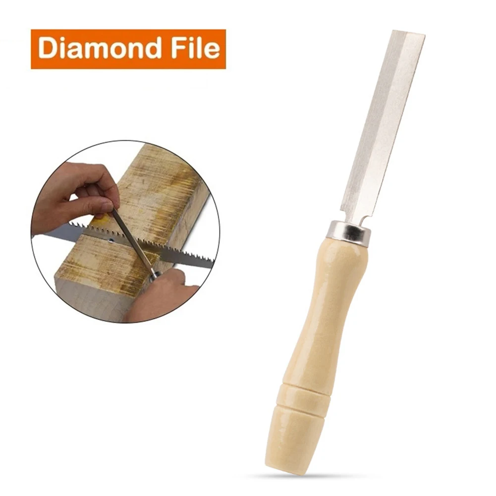 1 Pc 3Inch Diamond File Wooden Handle 75mm 300 Grit Carbon Steel Blade For Woodworking Carving Deburring Trimming Grinding Tool