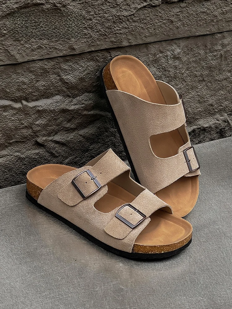 

Новые летние мужские тапочки, сандалии из натуральной кожи в стиле ретро, мягкая деревянная подошва, повседневные тапочки без шнуровки