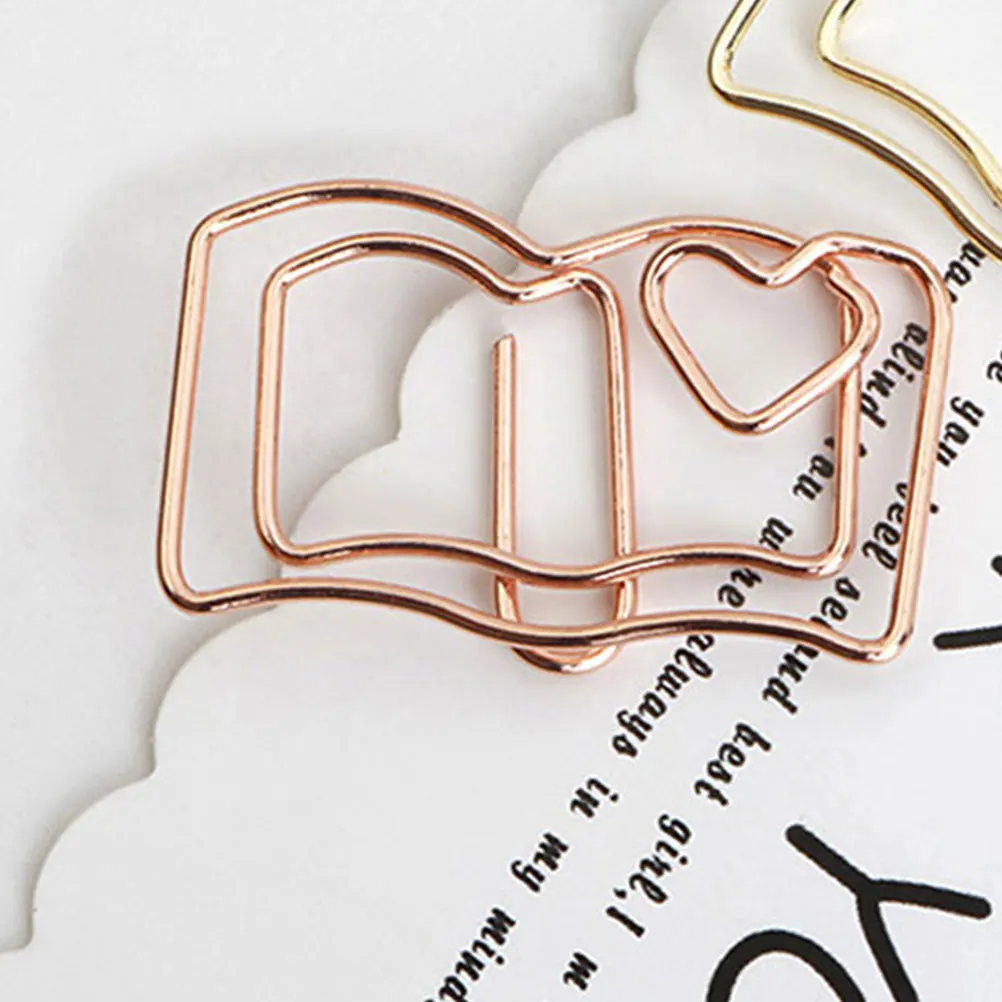 

30pcs Book Notes Folder Decorative Stainless Steel Paper Clips Multi-use Document Accessories Office Supplies Mini Exquisite