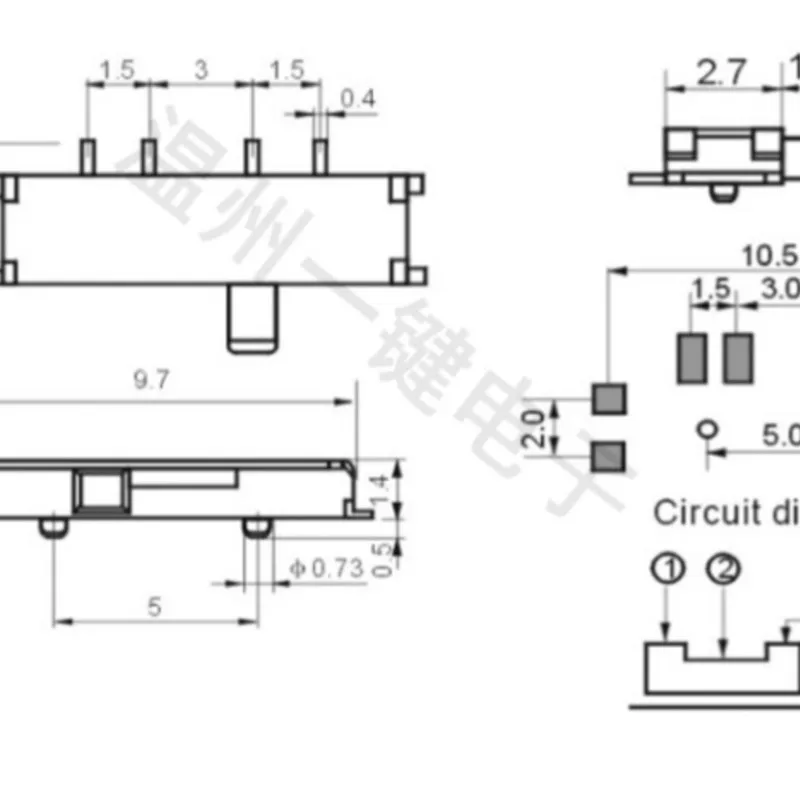 10PCS MSKT-13C01 MINI slide switch 1P3T Handle high 1.5mm SMT SMD 8 pin micro slide switches with fixed pin MSK-02