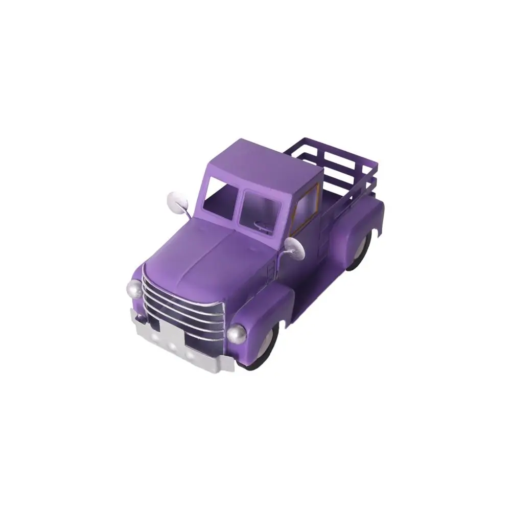 Handmade Christmas Truck Ornament Large Size Metal Craft Snow Truck Figurine Creative Design Vintage Wrought Iron Car Ornament
