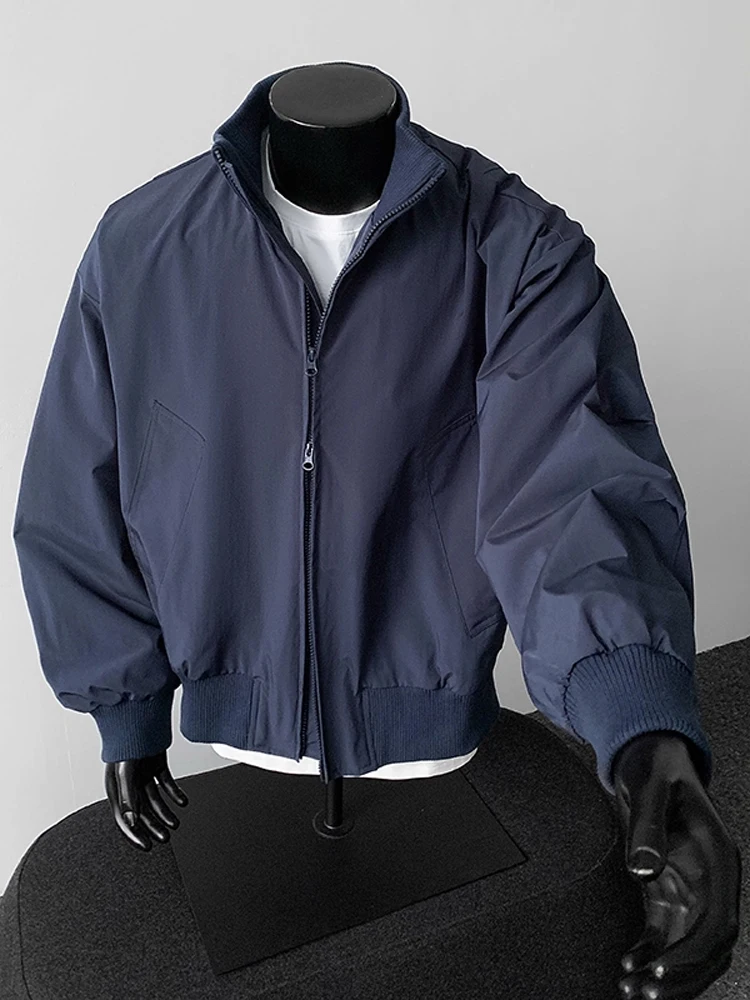 

Cleanfit Bomber Jaet ort Baseball Sle Stand Collar Pilot Coat Men's Faion Autumn Outerwear Youth Stand Fit Zipper
