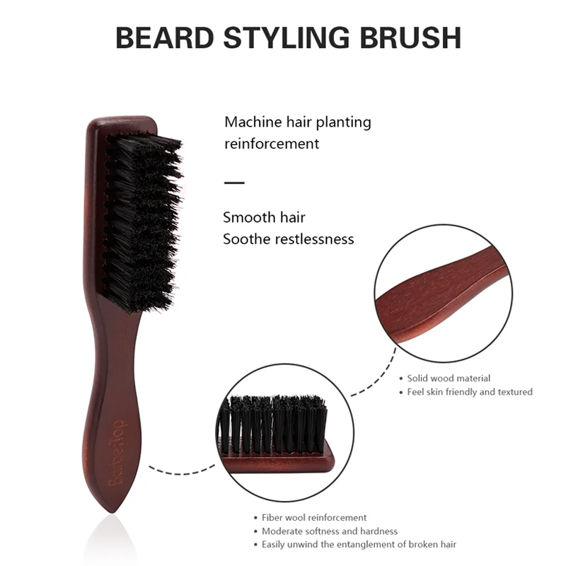 Barbertop Hair Cleaning Brush Men Wooded Handle Beard Brush Hairdressing Soft Neck Duster Broken Hair Remove Comb