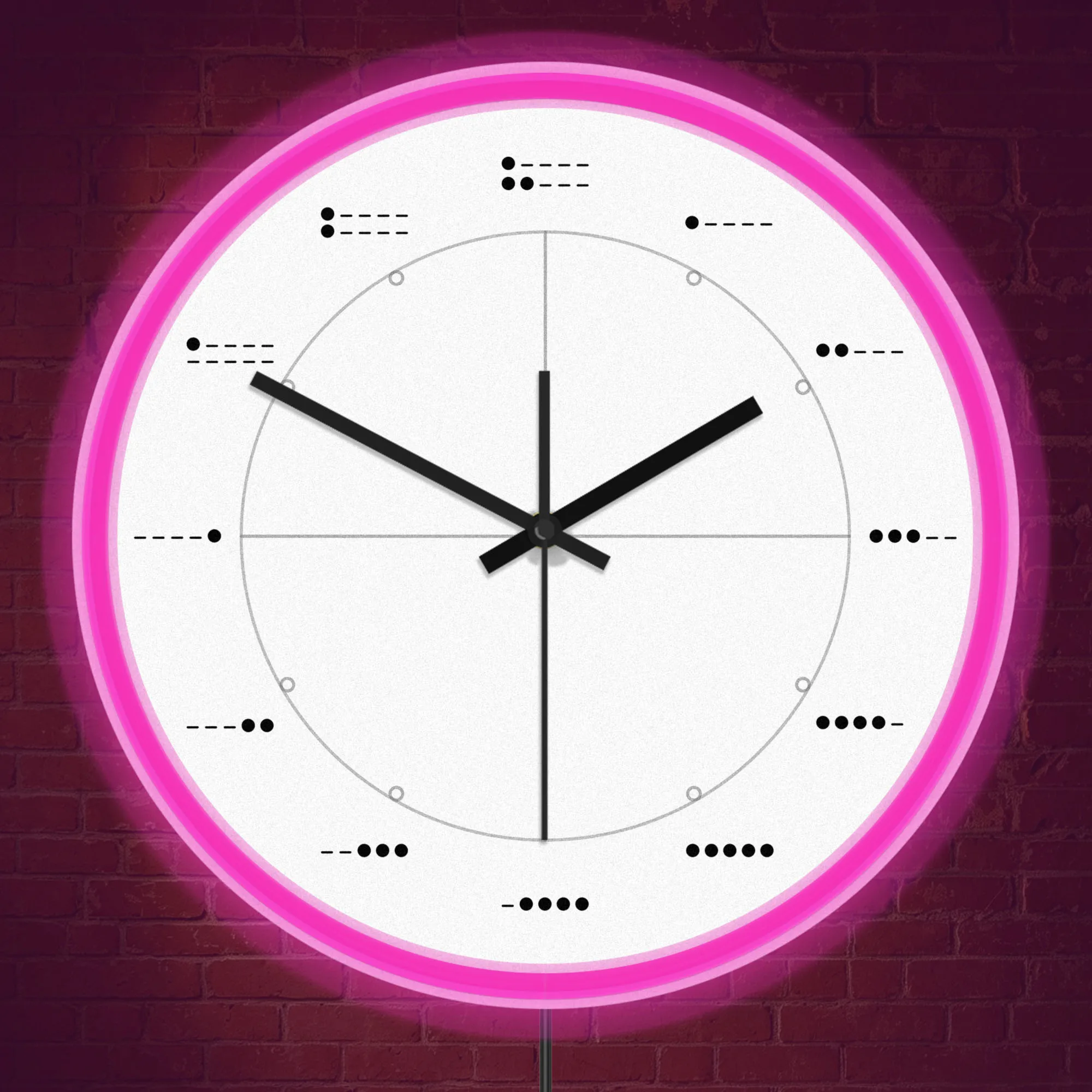 Morse Code Symbol Neon Wall Clock Silent Non Ticking For Office Study Room Man Cave LED Night Light Wall Clock Geek Gift For Him