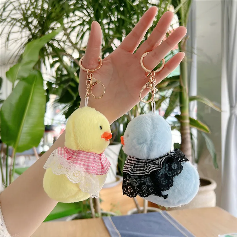 14cm Creative Kawaii Duck Plush Toys Bag Charm Doll Soft Stuffed Cute Animals Plush Keychain Pendant For Kids Girls Party Gift