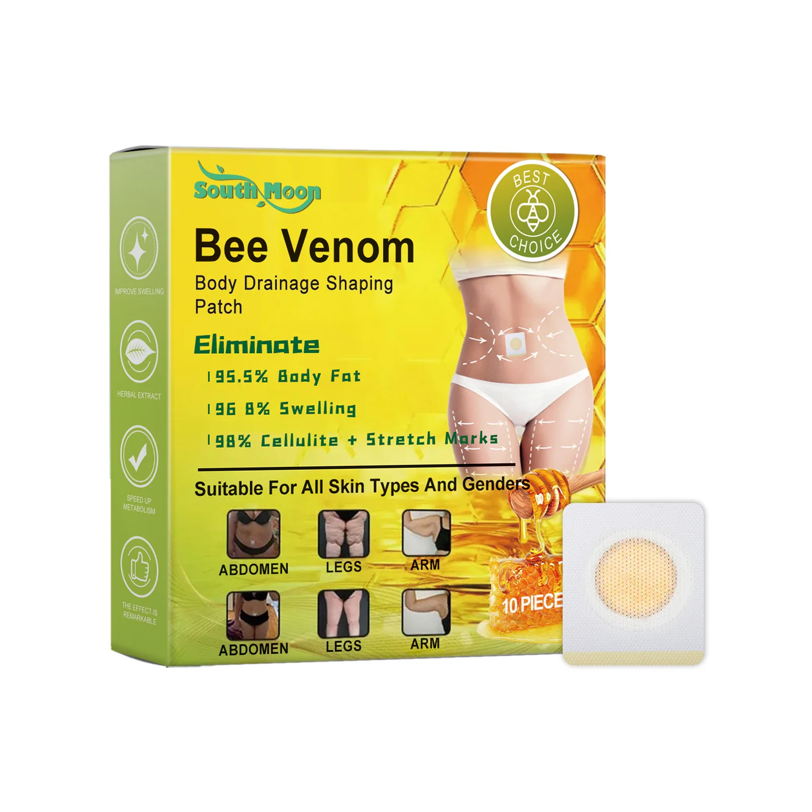 Bee Venom Detox Shaping Patch Eliminate Body Toxins Remove Dampness Improve Obesity Slim Waist Thin Belly Fat Burning Stickers