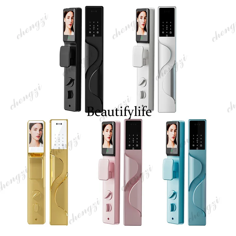 New aluminum alloy smart door lock facial recognition fingerprint password lock palm graffiti
