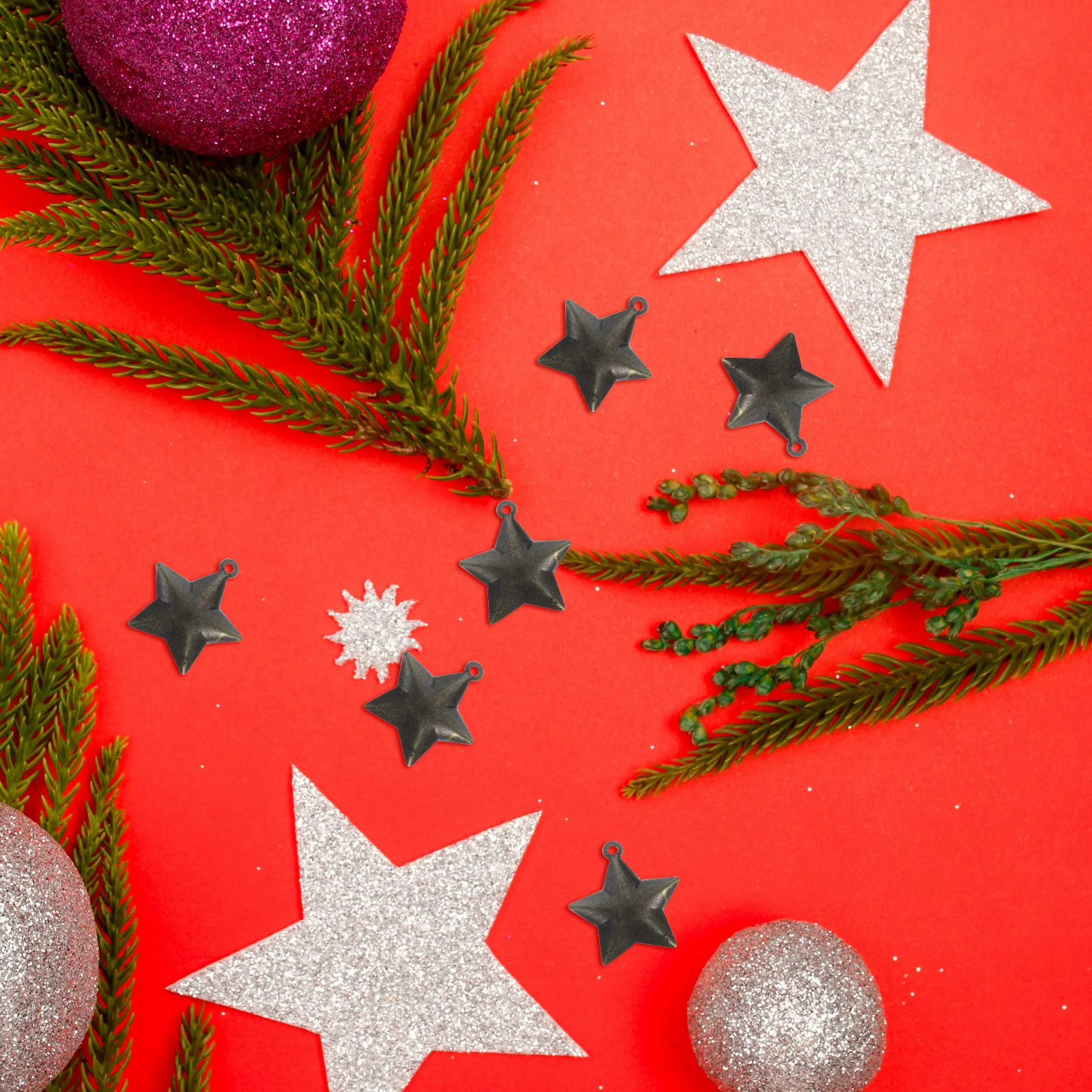 

10pcs Vintage Metal Rustic Star Jingle Bells Durable Mini Craft Bells Diy Christmas Party Decorations Festive Holiday Wreath