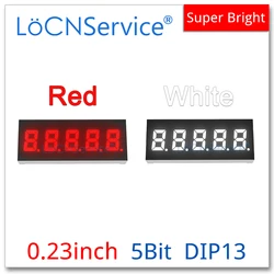 LoCNService 30PCS 0.23Inch Digital Tube LED Display 5 Bit Red White Common Anode / Cathode 7 Segment 0.23 inch 5Bit