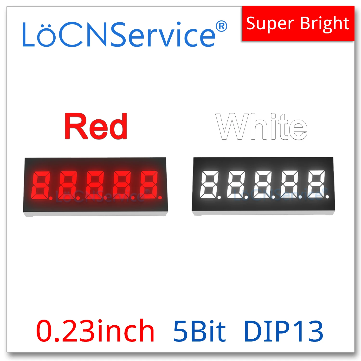 LoCNService 30PCS 0.23Inch Digital Tube LED Display 5 Bit Red White Common Anode / Cathode 7 Segment 0.23 inch 5Bit