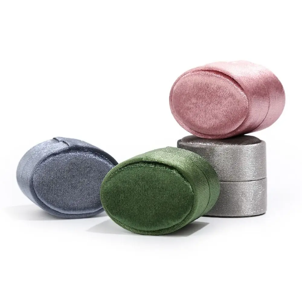 

Новая одинарная бархатная шкатулка для колец, бархатный материал, милый дизайн, шкатулка для драгоценностей, романтическая функция дисплея, овальная шкатулка для колец