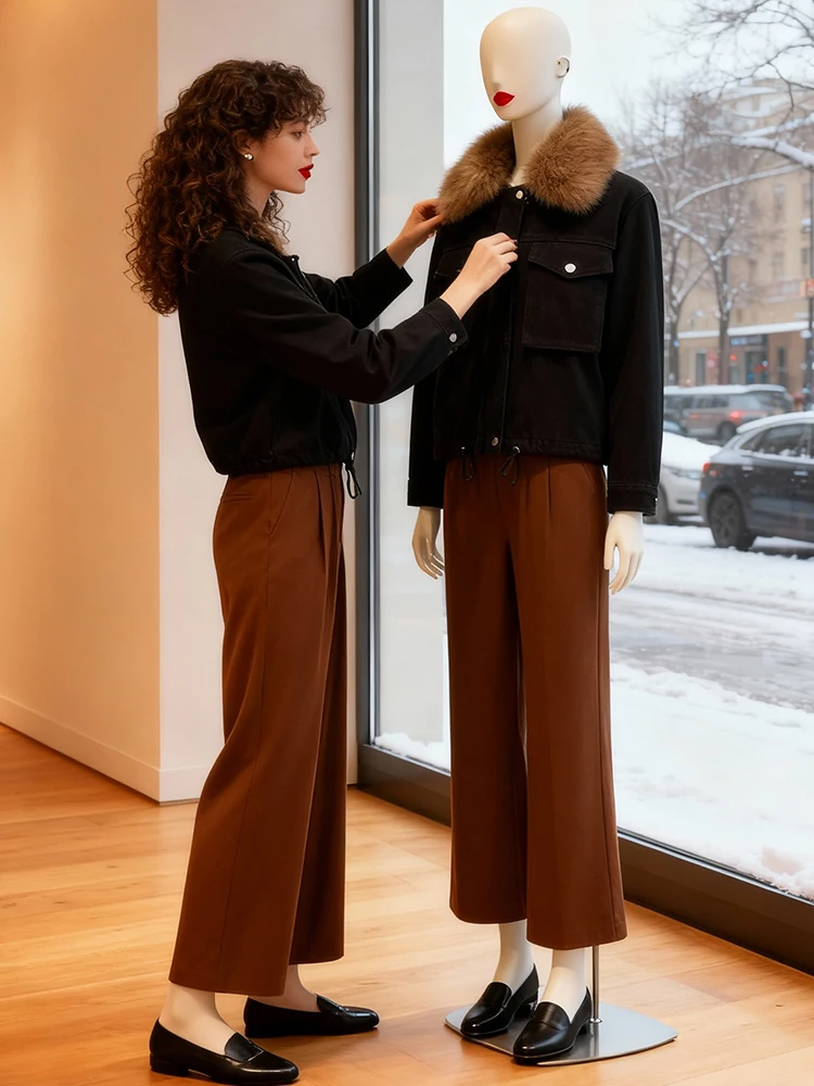 Ladies' Thiened ort down Jaet Korean Sle Commute Lazy Sle Women's Coat Winter Daily Wear Warm Fluffy Cotton Coat