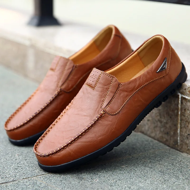 

Genuine Leather Slip on Loafers Men Formal Dress Shoes Office Driving Big Size Casual Shoes