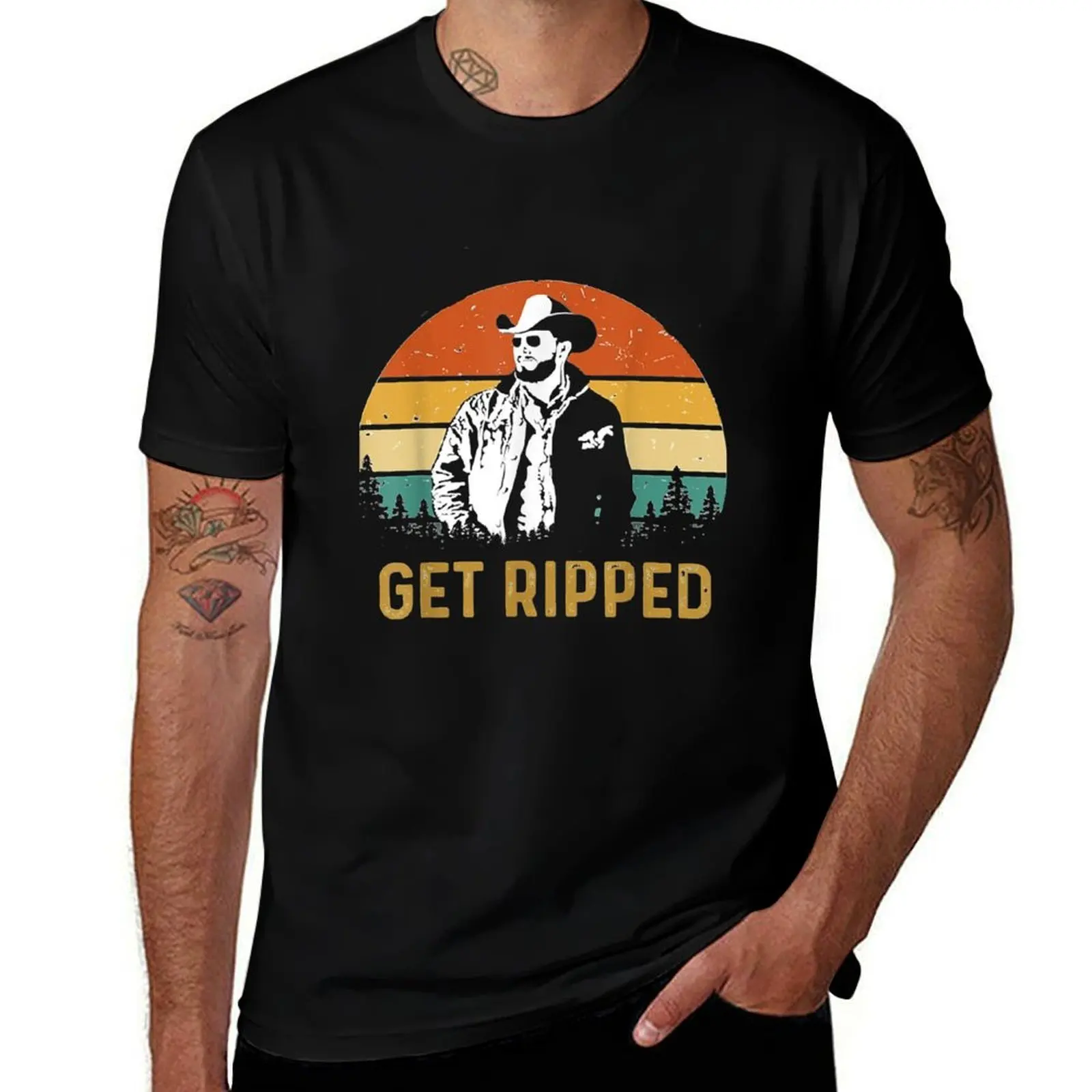 Funny Gifts Retro Vintage Get Ripped Rip Wheeler Cute Gift T-Shirt Running Gym Short Sleeve Sports Tee T-Shirt