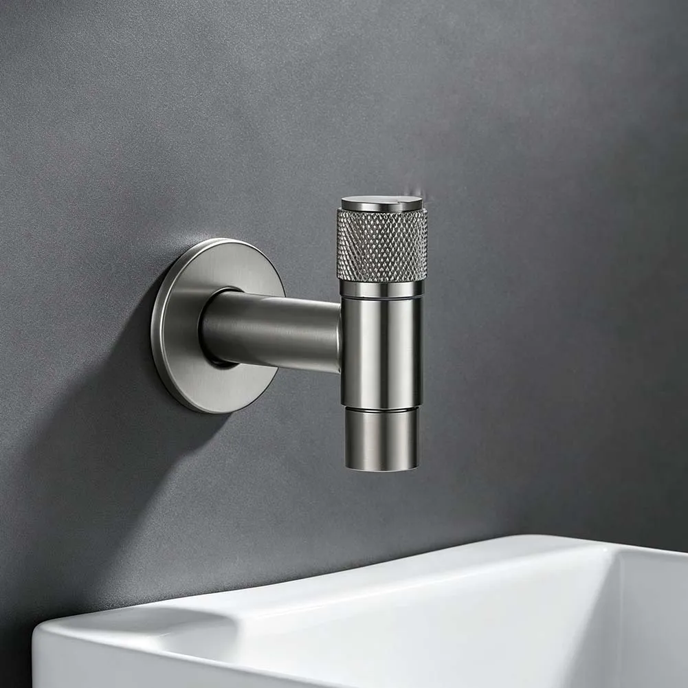 304 Stainless Steel Faucet Leak for proof Faucet Wall Mounted Faucet Leak- for proof Structure Rust Resistant Design Sleek Gray