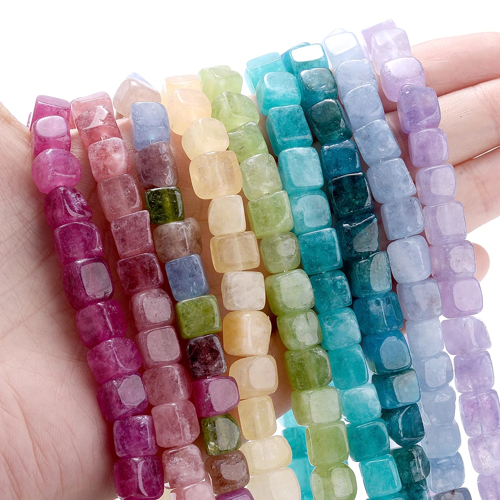 Natural Stone Crystal Apatite Tourmaline Morganite Beads 8x8mm for Women Jewelry Making DIY Bracelet Necklace Accessories