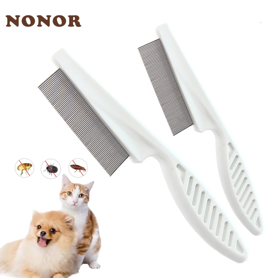 NONOR Dog Cat Grooming Flea Comb Pet Care Comb Hair Brush Flea Removal Massage Grooming Portable Tools Pets Accessories