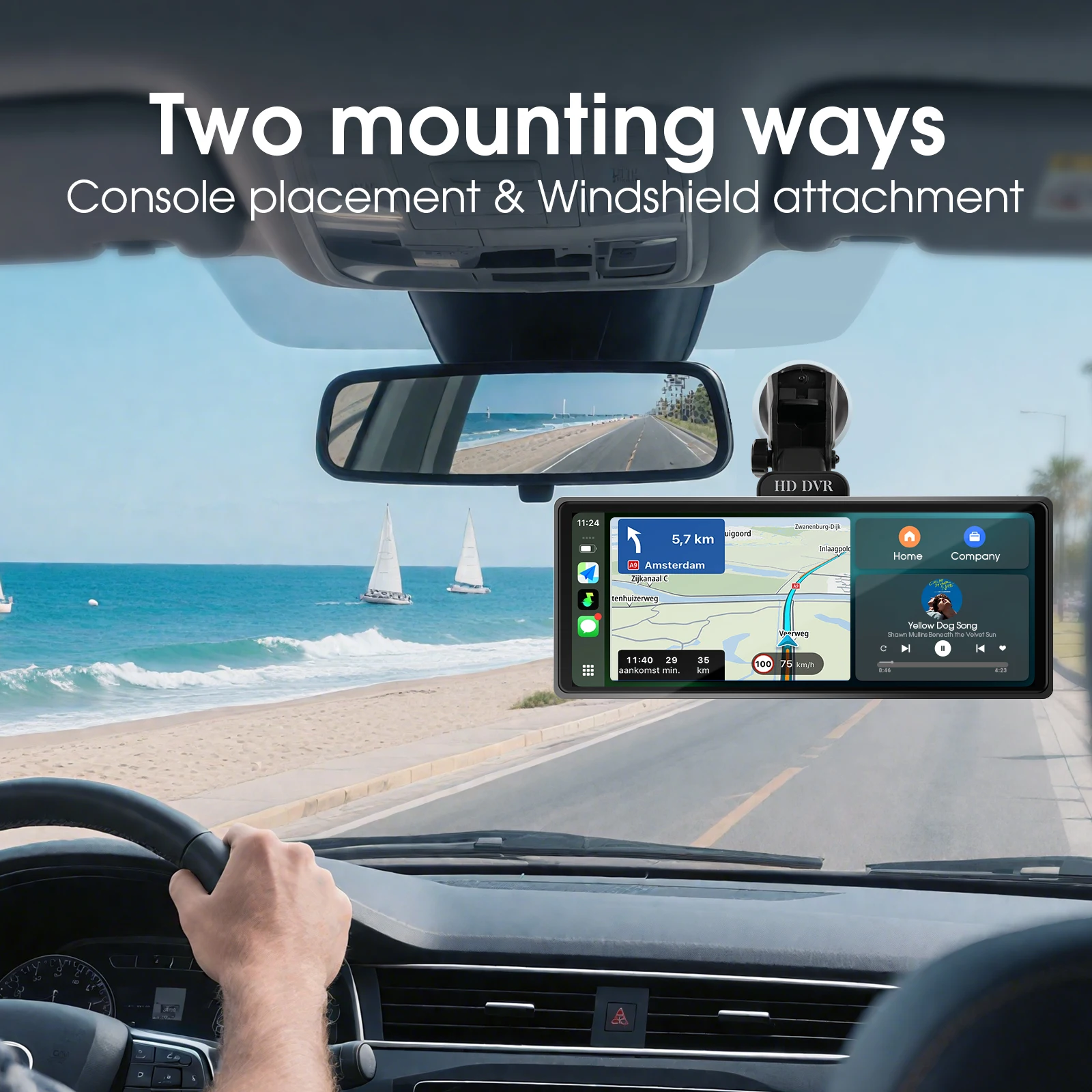 راديو سيارة محمول 9.3 بوصة مع كاميرا داش كام لاسلكية Carplay أندرويد مشغل وسائط متعددة أوتوماتيكي BT AUX TF FM ستيريو سيارة عالمي