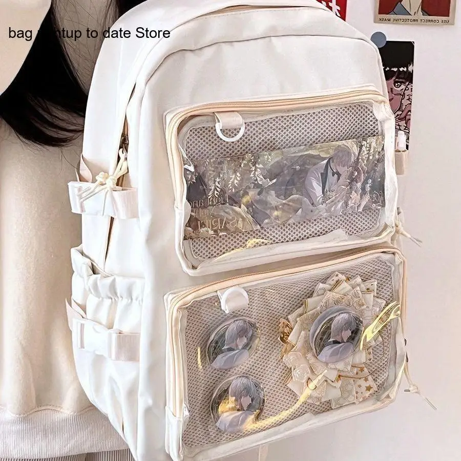 Japanese See-Through Backpack for Middle and High School Students Large Capacity Niche Schoolbag for Women